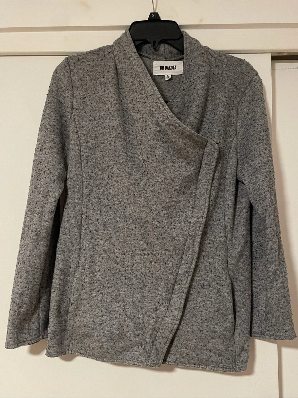 BB Dakota Heather Gray Asymmetric Wrap Cardigan jacket AS